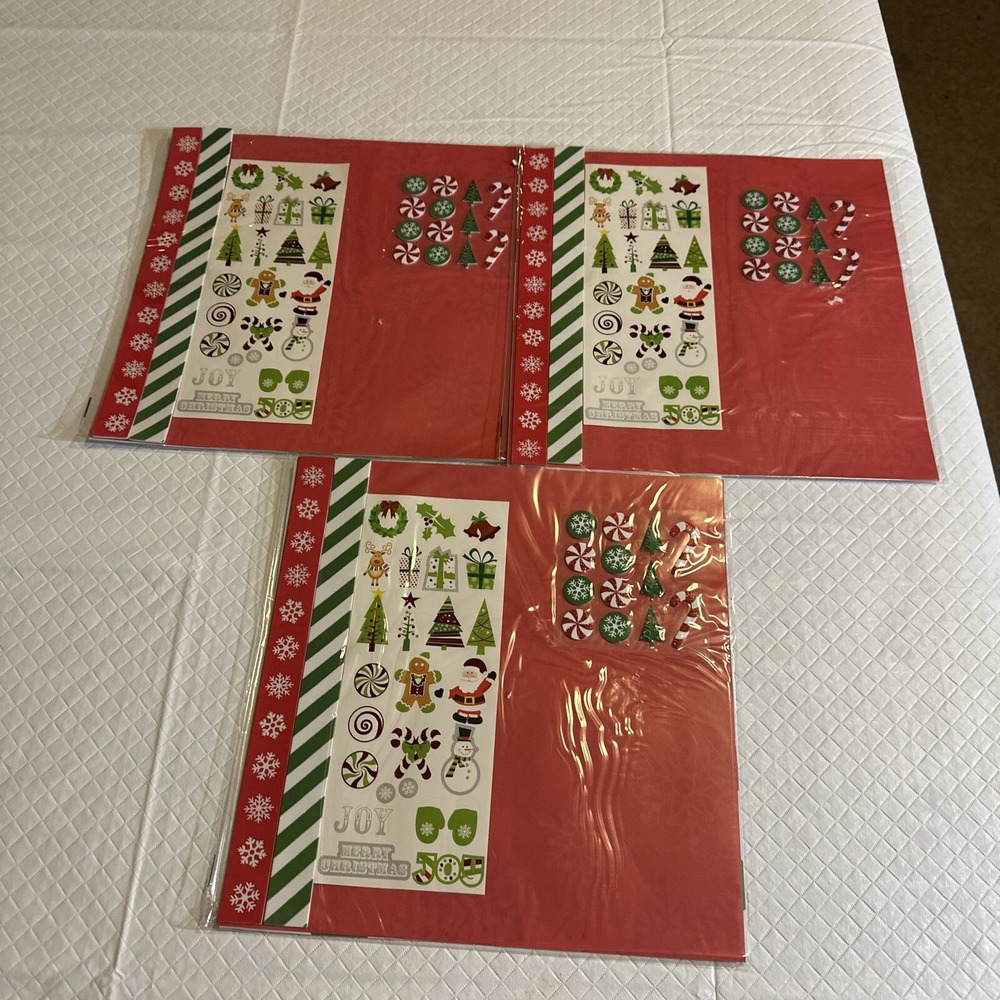 Christmas Scrapbook‎ Paper Craft Kit 8  12x12 sheets stickers  Lot 3
